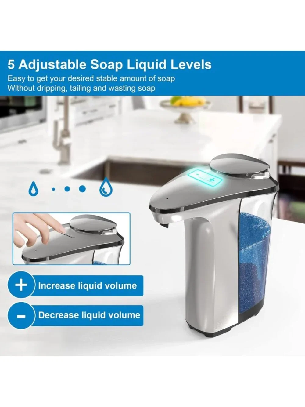 Touchless 17oz Automatic Soap Dispenser for Kitchen & Bathroom - Liquid Soap